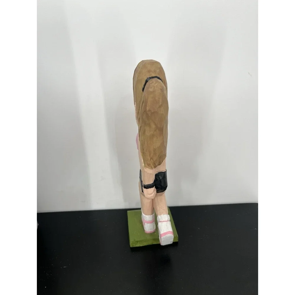 Jogger Female Peeper Eyeglass/Sunglass Holder Stand Hand Carve&Painted Wood